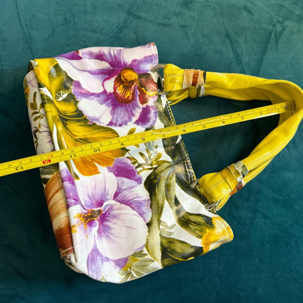 Cecconi Piero Italian Floral Leather Handbag Yellow Purple White Mini Tote Bag - Picture 6 of 15